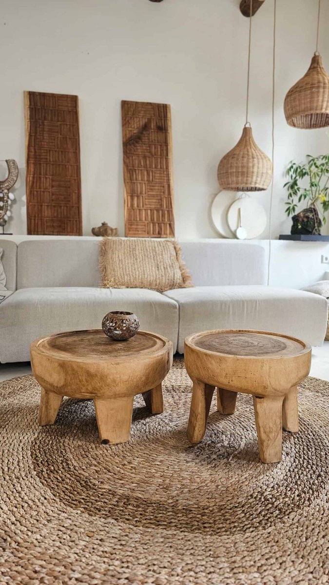 Set houten ronde salontafels, ALLEEN AFHALING - Afbeelding 2