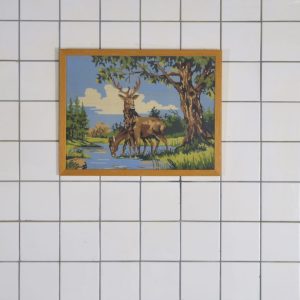 lichthouten lijst geborduurde herten water